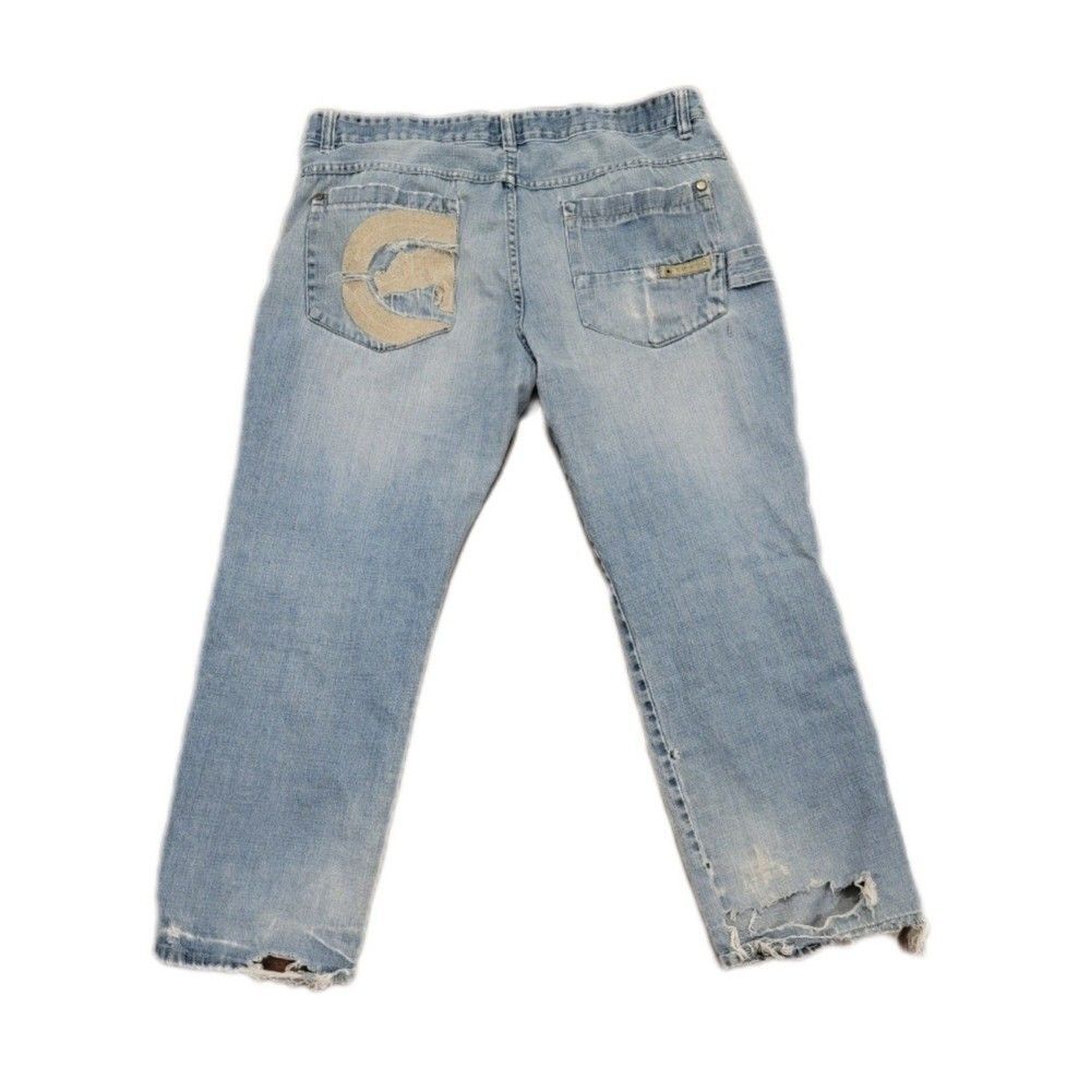 Vintage Y2k Distressed Baggy Grunge Rocawear Jeans 42x30 Embroidered Wide Leg